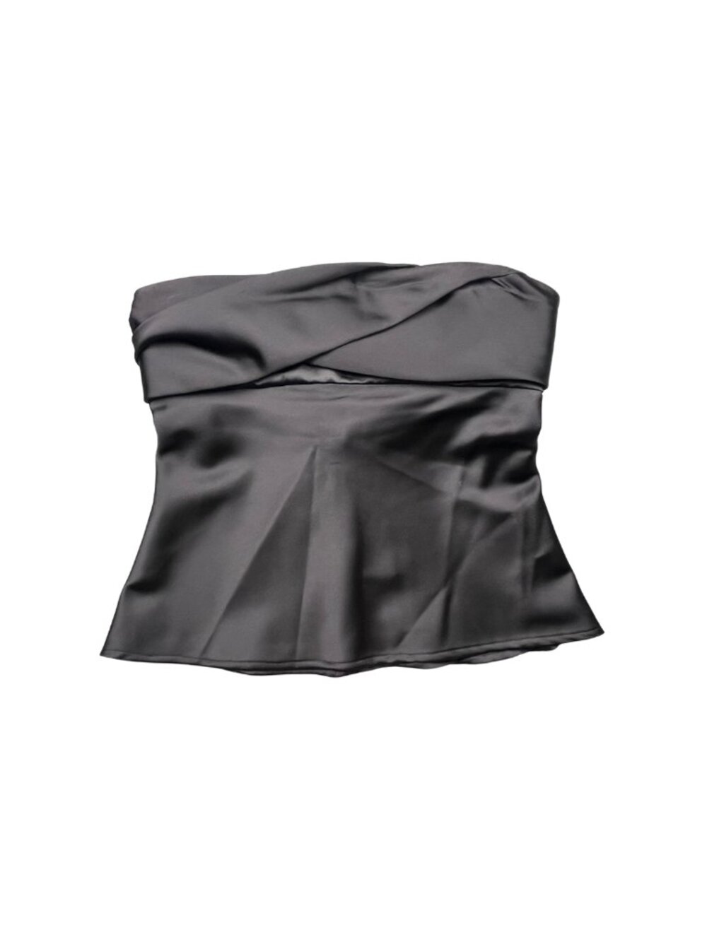 NWT Zara Black Satin Strapless Cross Front Tube Top S